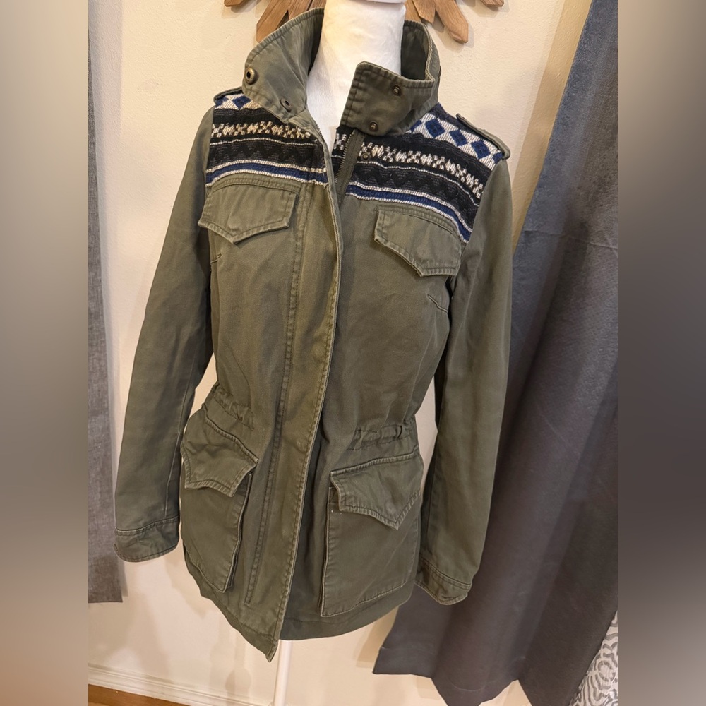 BCBGeneration Olive Boho Utility Jacket Size Small